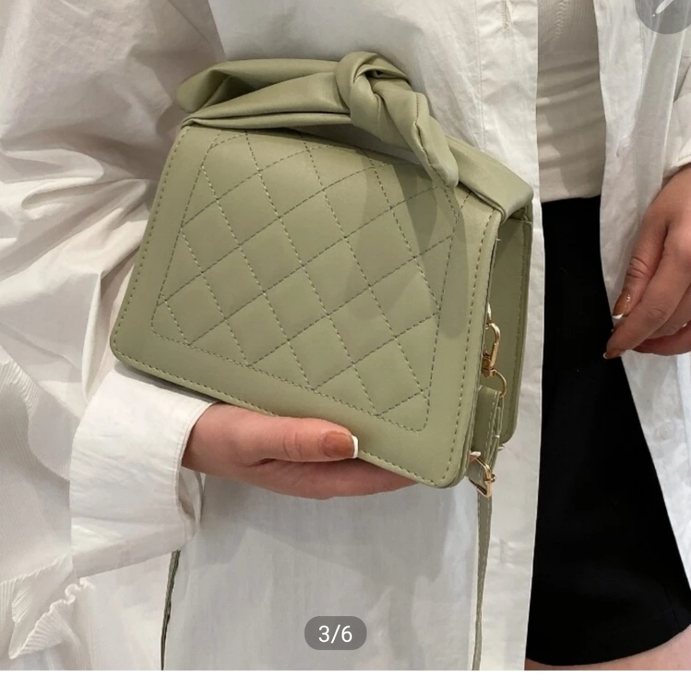 Mint green quilted purse